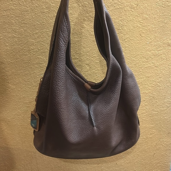 UGG Australia Brown Pebble Leather Hobo Handbag - Picture 1 of 13
